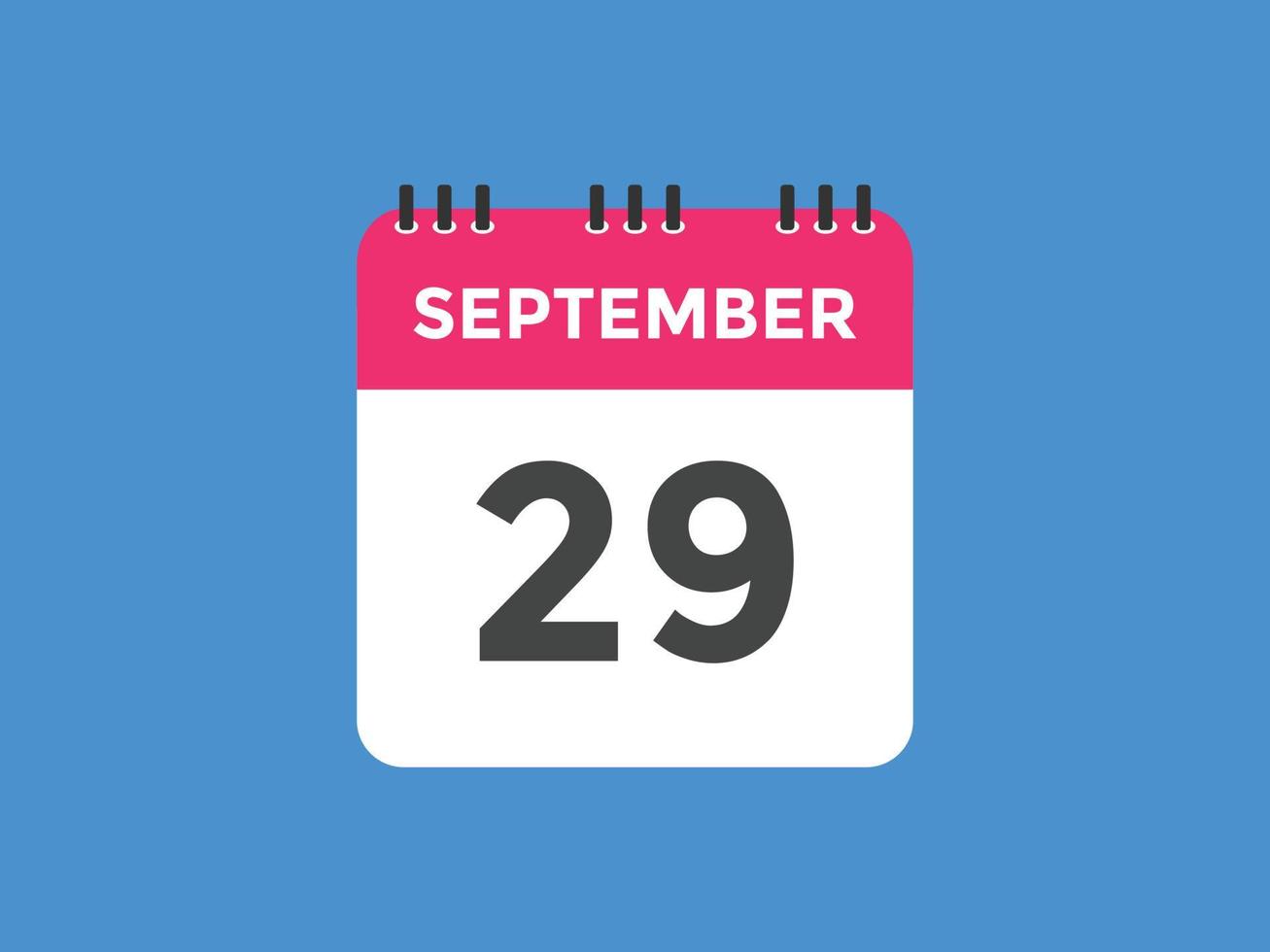 Recordatorio del calendario del 29 de septiembre. Plantilla de icono de calendario diario del 29 de septiembre. plantilla de diseño de icono de calendario 29 de septiembre. ilustración vectorial vector