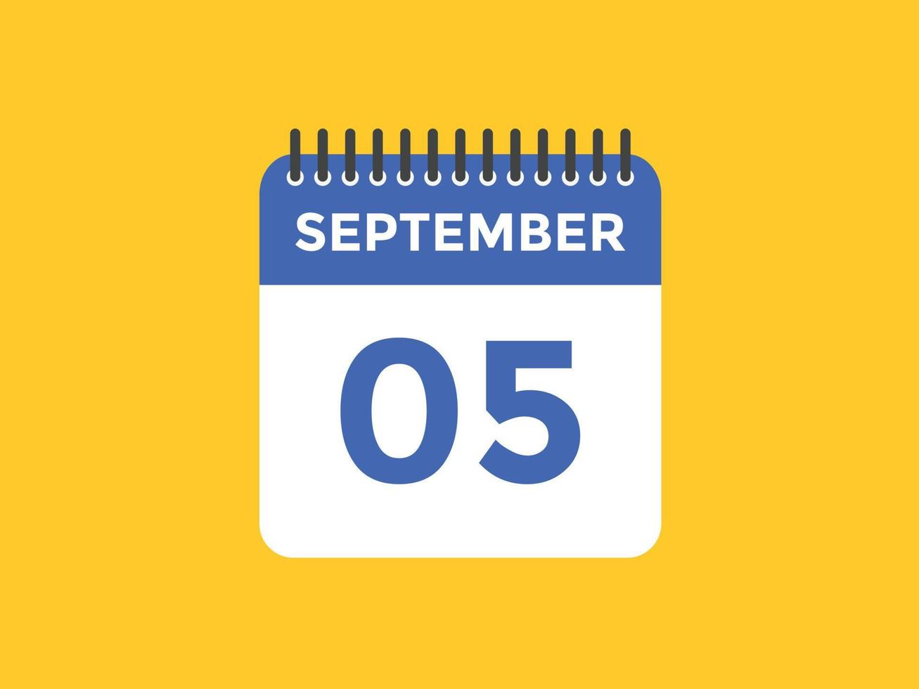 september 5 calendar reminder. 5th september daily calendar icon template. Calendar 5th september icon Design template. Vector illustration