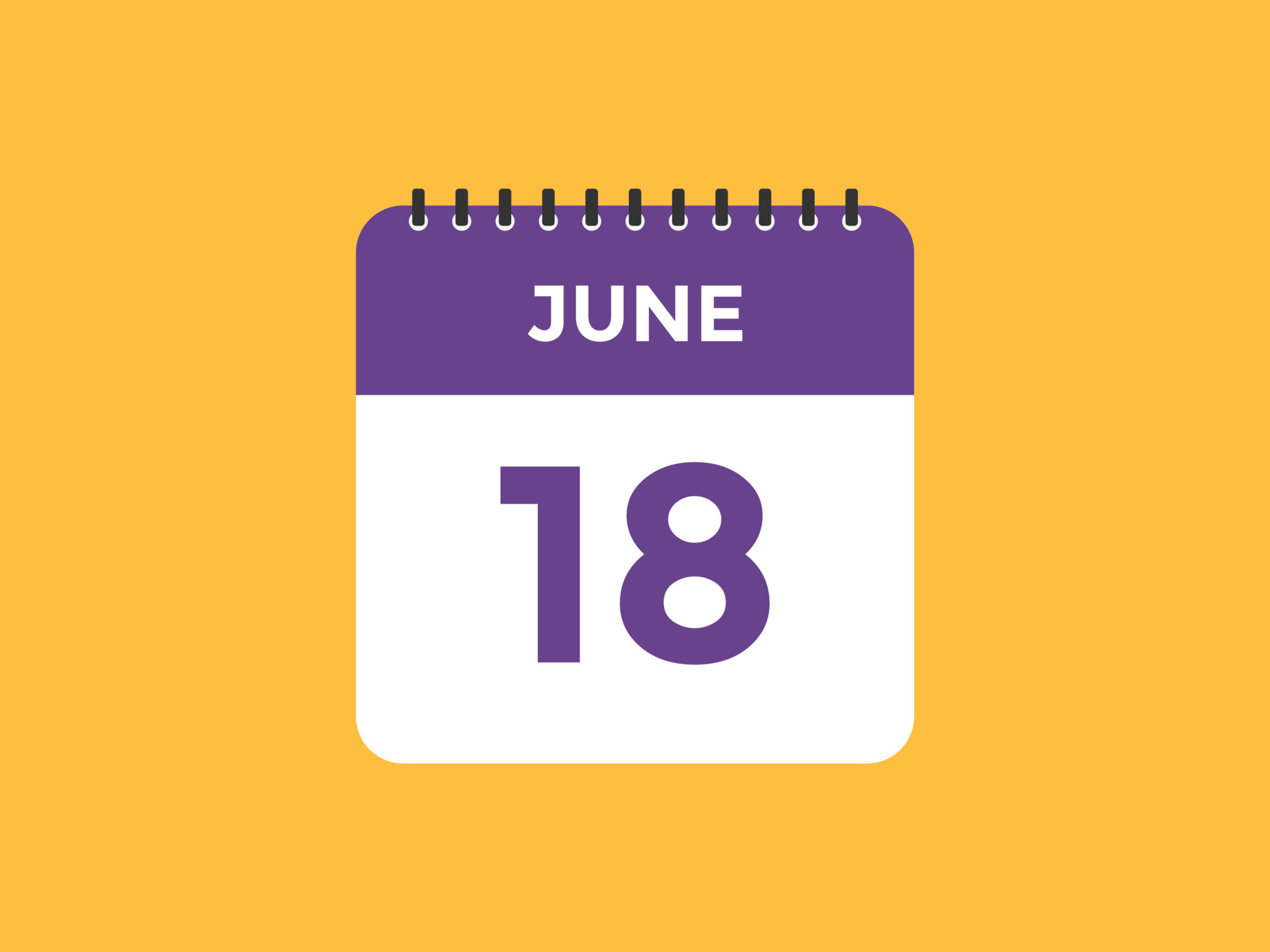 june 18 calendar reminder. 18th june daily calendar icon template. Calendar 18th june icon