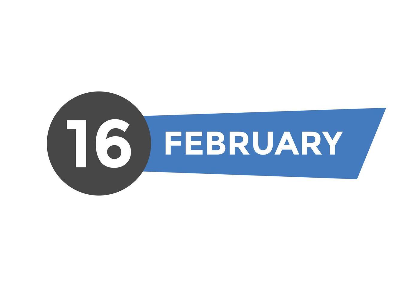 february 16 calendar reminder. 16th february daily calendar icon template. Calendar 16th february icon Design template. Vector illustration