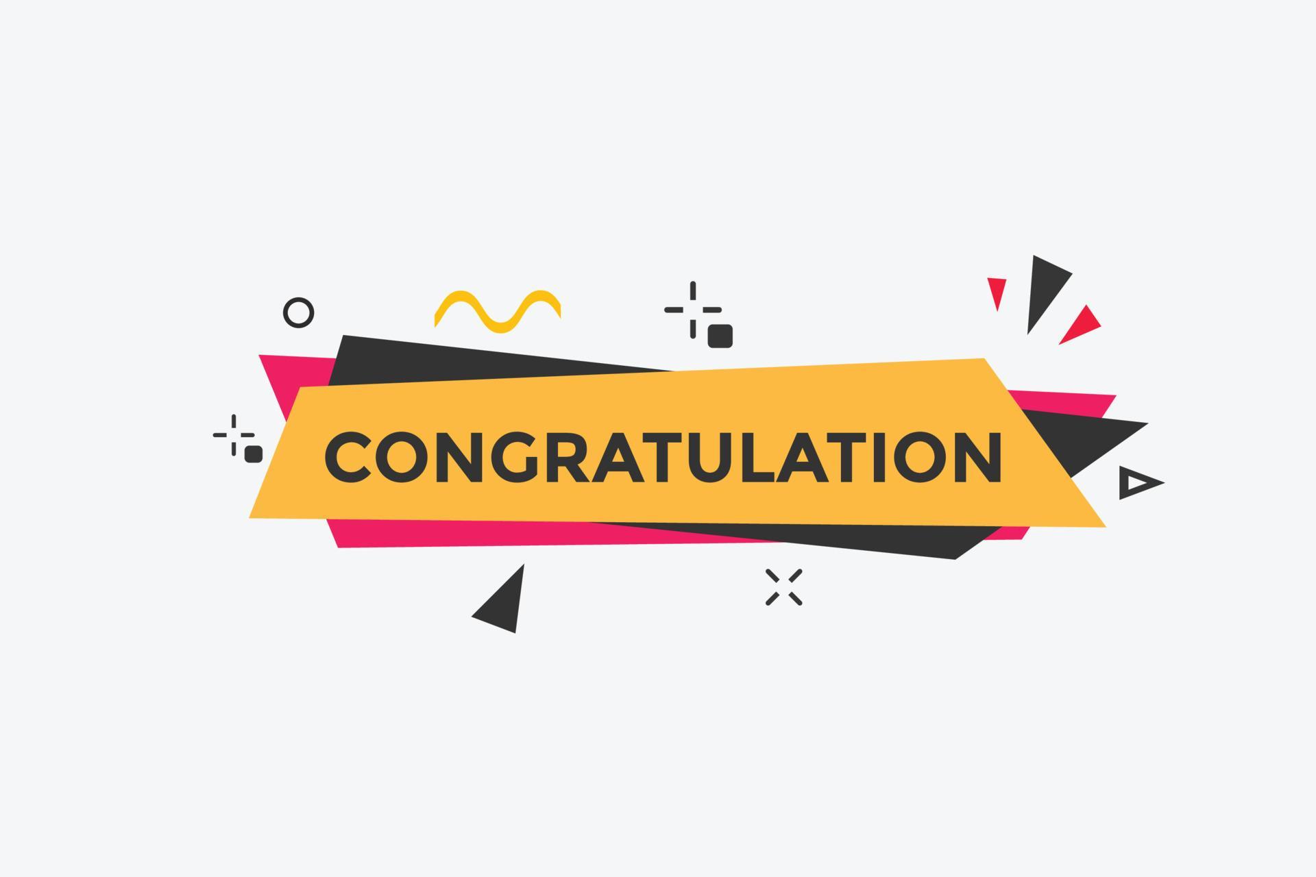 congratulation text button. speech bubble.Congratulations Colorful web