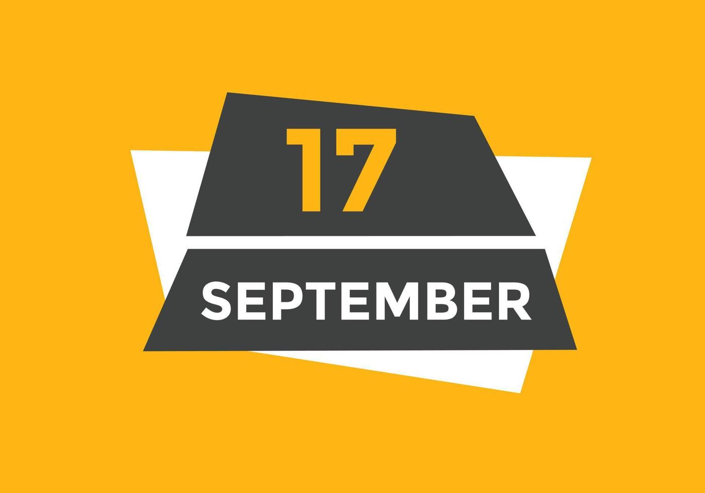 september 17 calendar reminder. 17th september daily calendar icon template. Calendar 17th september icon Design template. Vector illustration