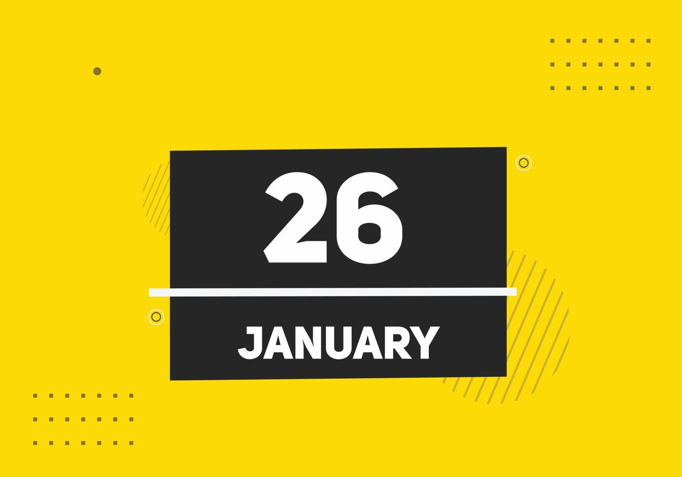 january 26 calendar reminder. 26th january daily calendar icon template. Calendar 26th january icon Design template. Vector illustration