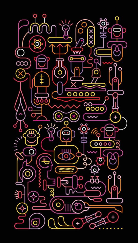 Robot Workshop vector illustration