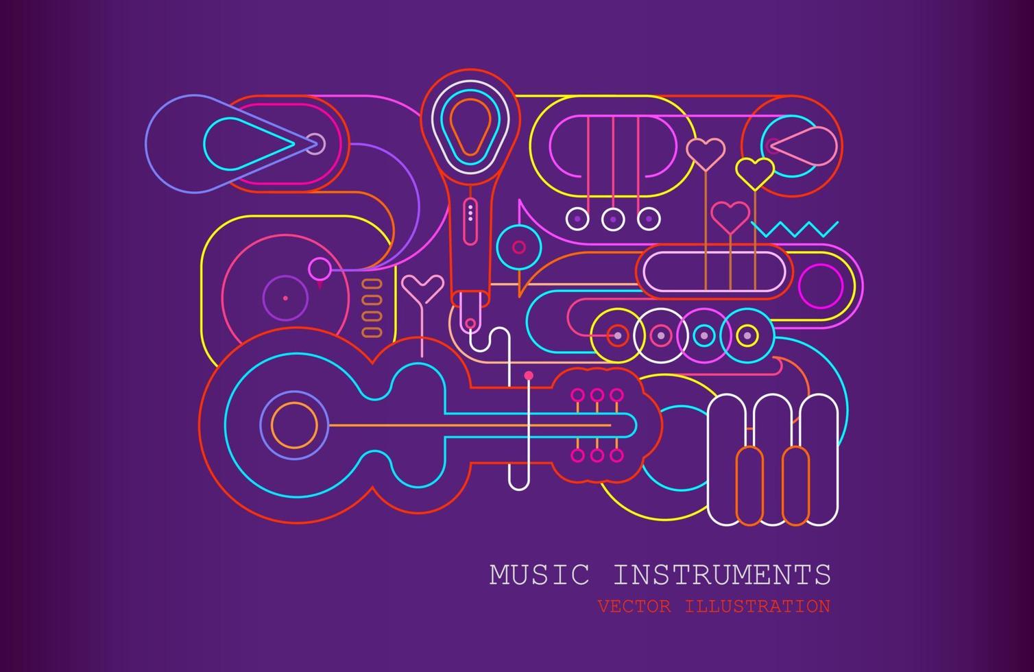 Musical Istrument Line Art Silhouettes vector