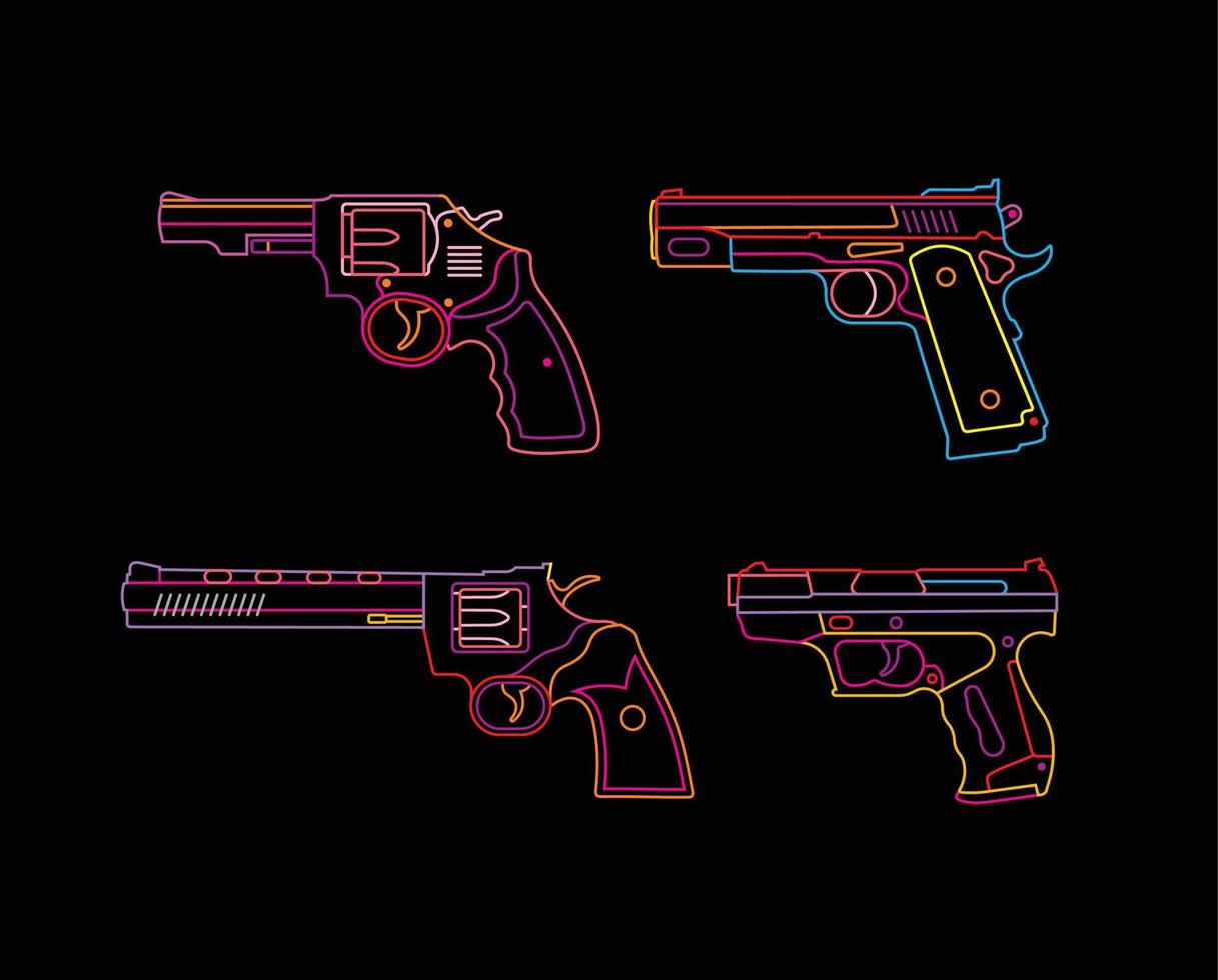 Neon Handgun signs vector