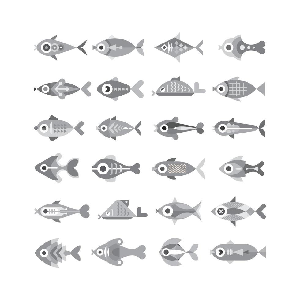 Fish vector icon set