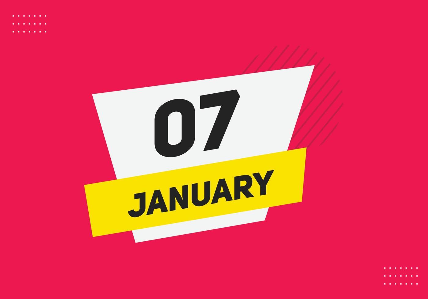 january 7 calendar reminder. 7th january daily calendar icon template. Calendar 7th january icon Design template. Vector illustration