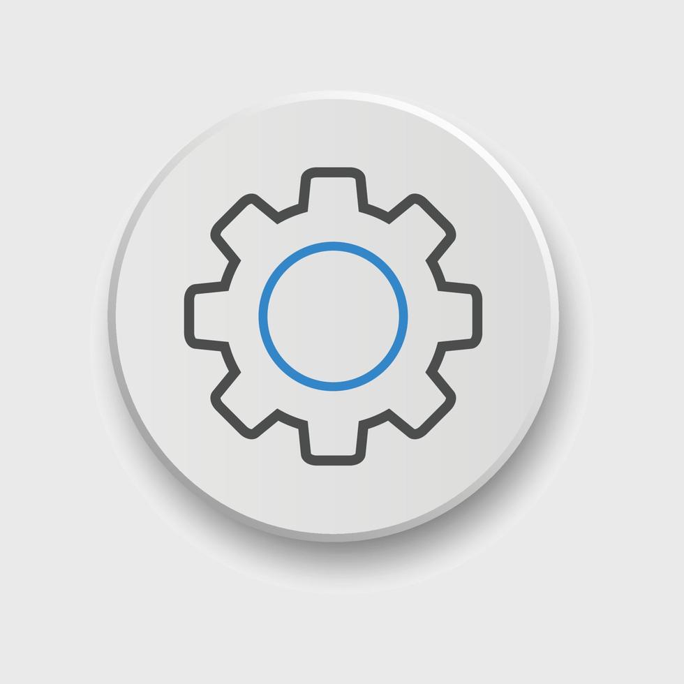 Setting icon for apps or web interface with button. Set of settings, Gear, Cog icon vector with button. Sign flat style setting or gear with button