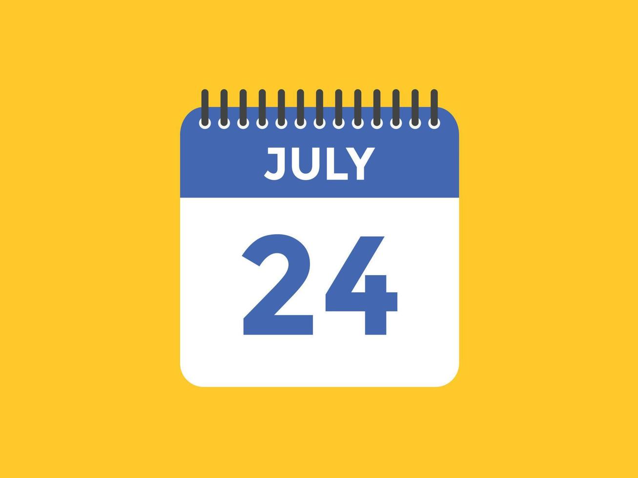 Recordatorio del calendario del 24 de julio. Plantilla de icono de calendario diario del 24 de julio. plantilla de diseño de icono de calendario 24 de julio. ilustración vectorial vector