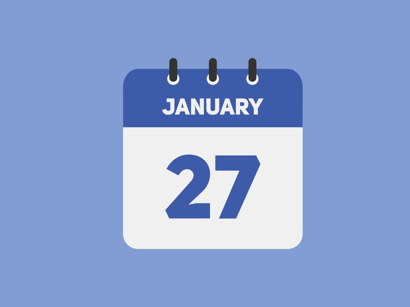 Recordatorio del calendario del 27 de enero. Plantilla de icono de calendario diario del 27 de enero. plantilla de diseño de icono de calendario 27 de enero. ilustración vectorial vector