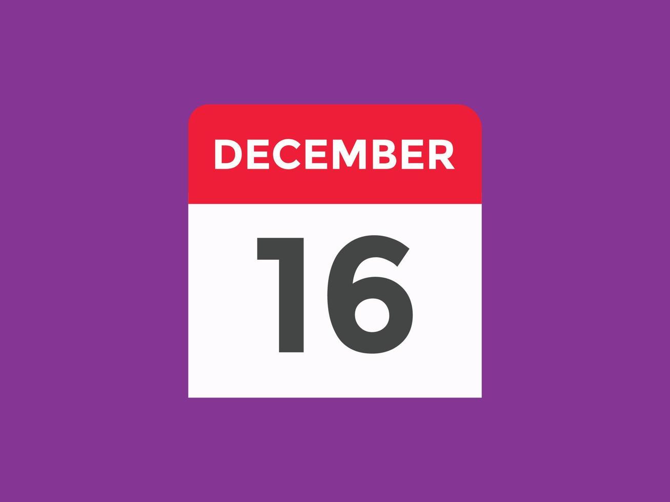 december 16 calendar reminder. 16th december daily calendar icon template. Calendar 16th december icon Design template. Vector illustration