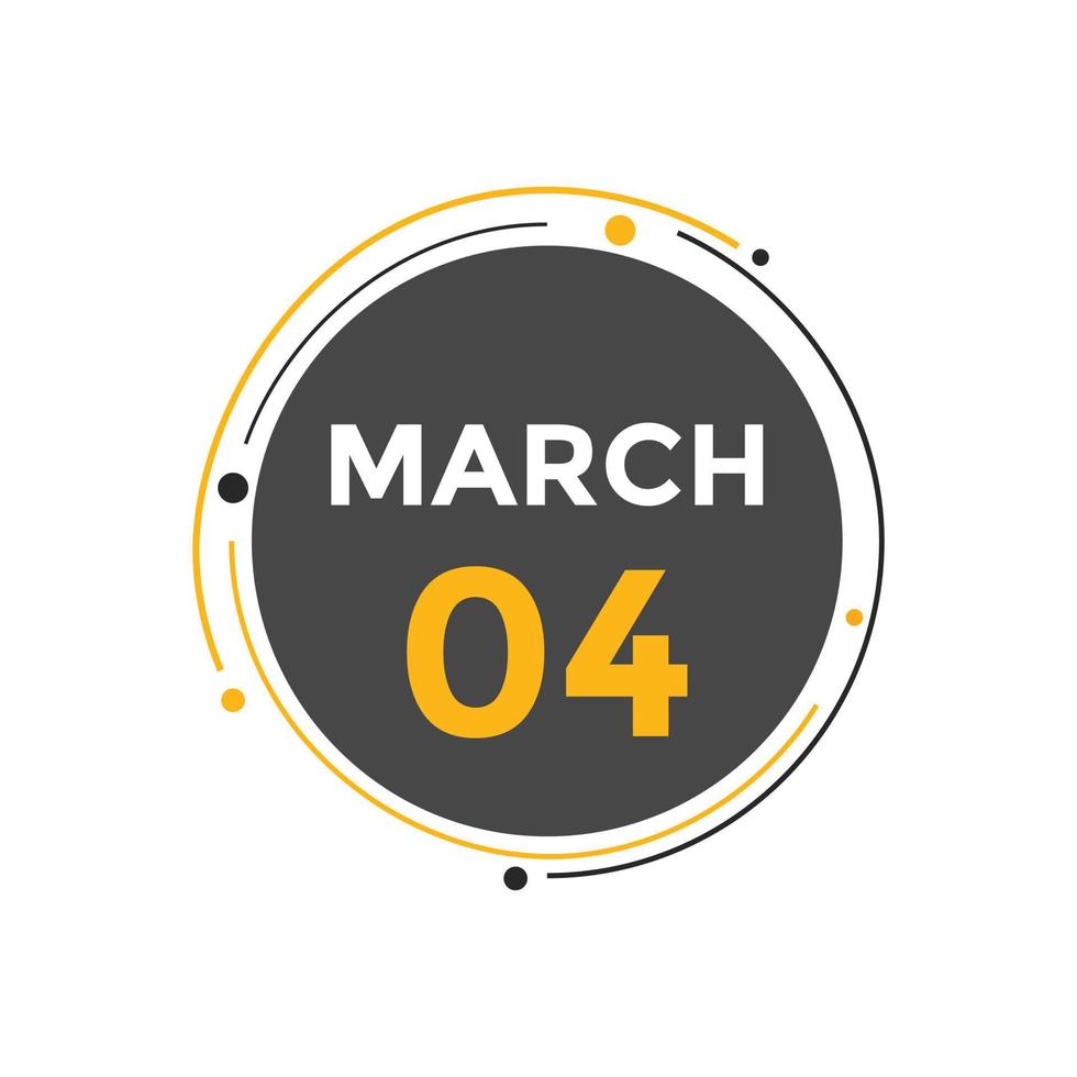 march 4 calendar reminder. 4th march daily calendar icon template. Calendar 4th march icon Design template. Vector illustration