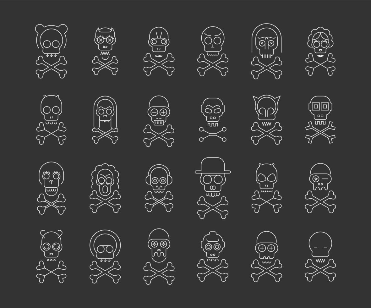 Skull and Crossbones line art vector