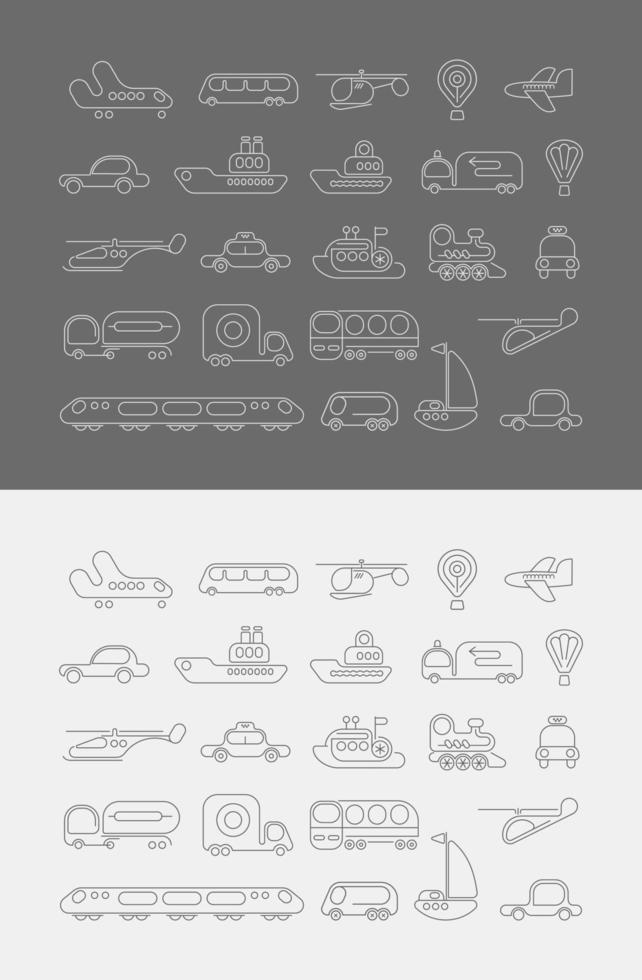 iconos de vector de neón de transporte