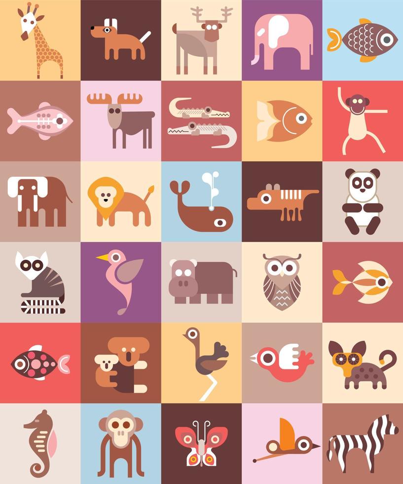 Ilustración de vector de animales de zoológico