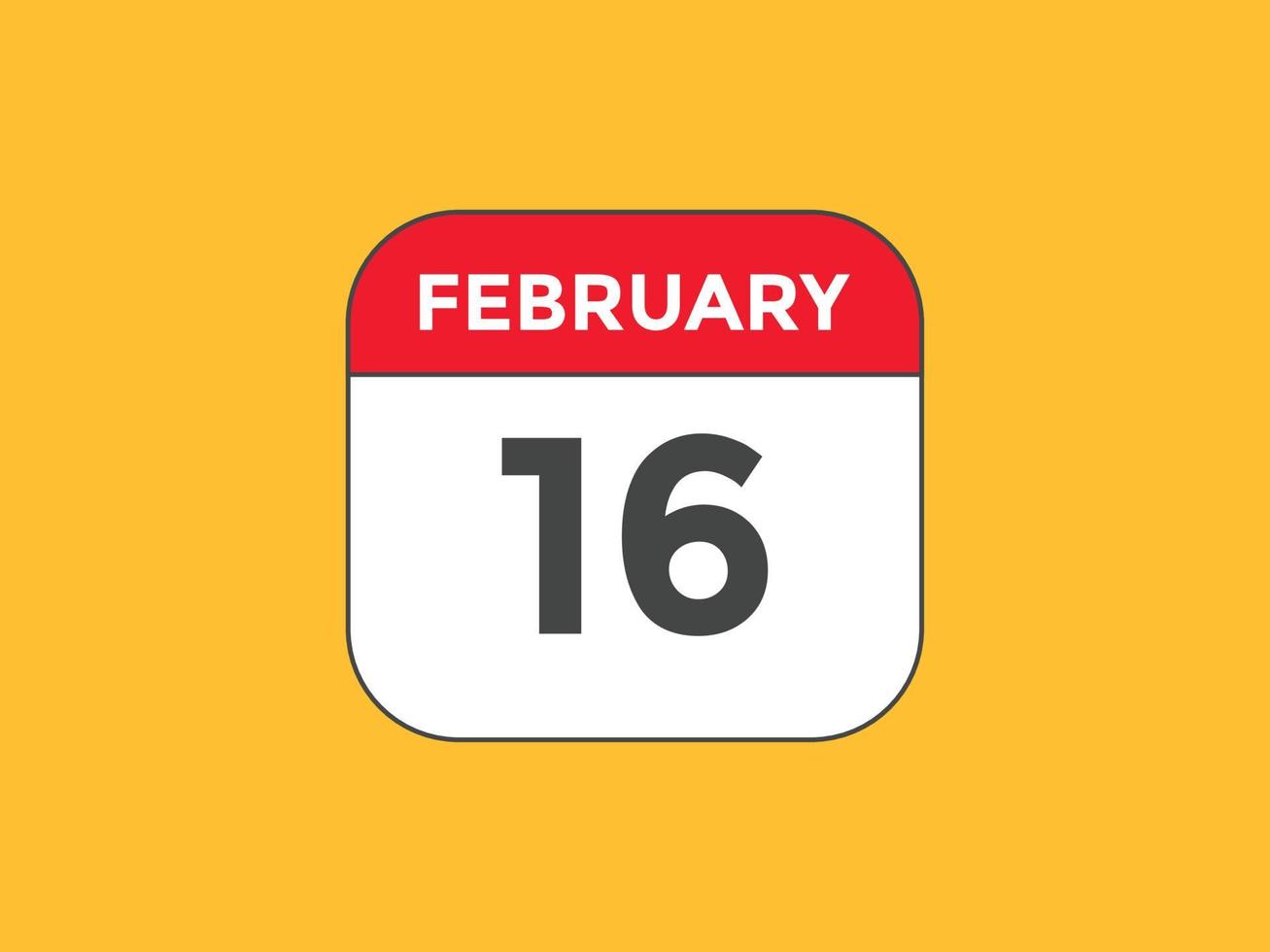 february 16 calendar reminder. 16th february daily calendar icon template. Calendar 16th february icon Design template. Vector illustration