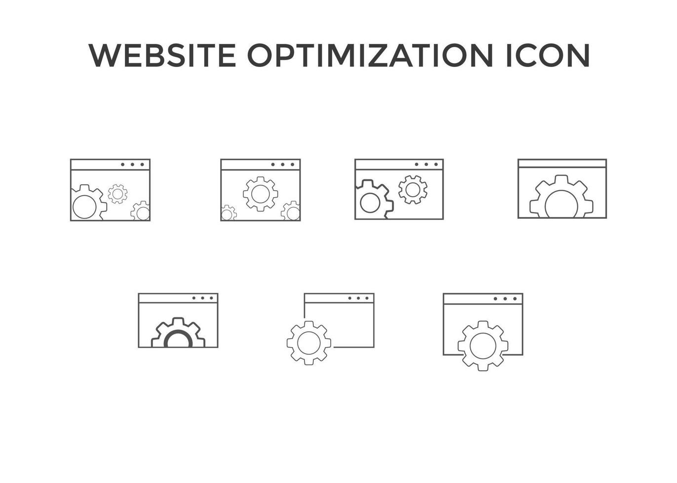 iconos de optimización de sitios web. icono de símbolo de desarrollo de página web. concepto de seo y diseño web vector