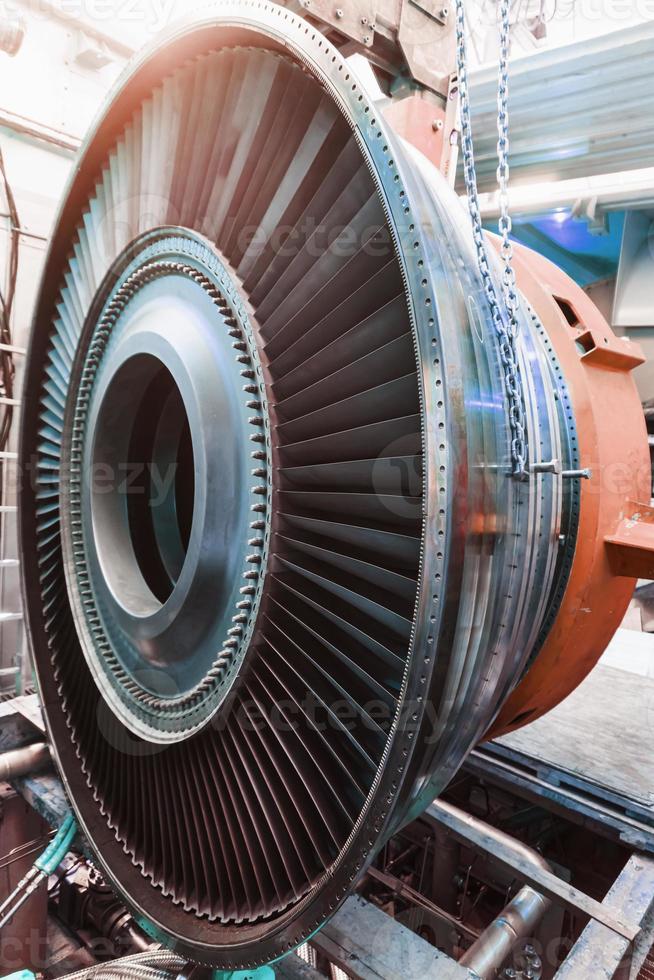 turbina de gas desmontada para generar electricidad para elementos estructurales foto