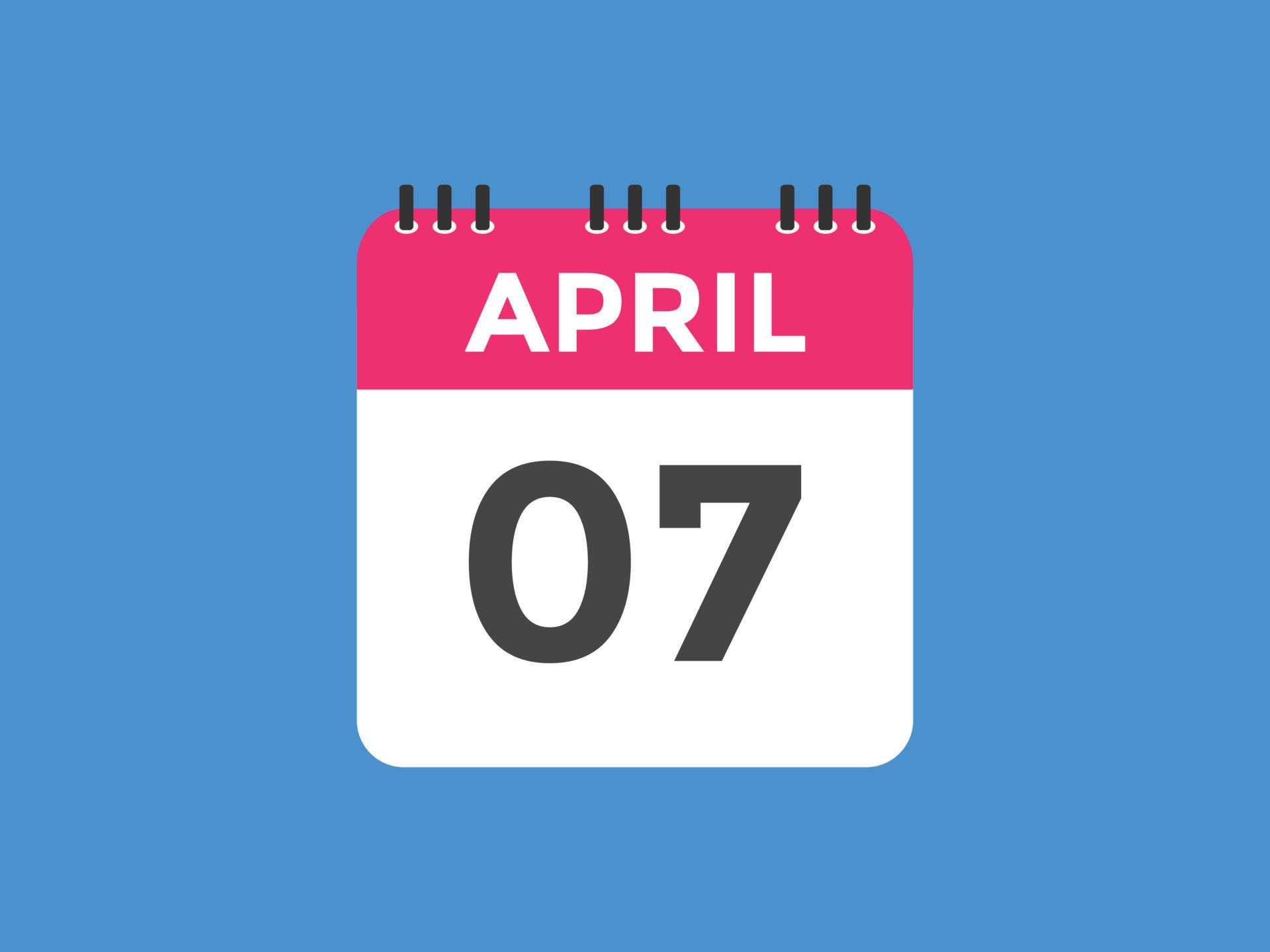 april 7 calendar reminder 7th april daily calendar icon template april 7 calendar reminder 7th april daily calendar icon template