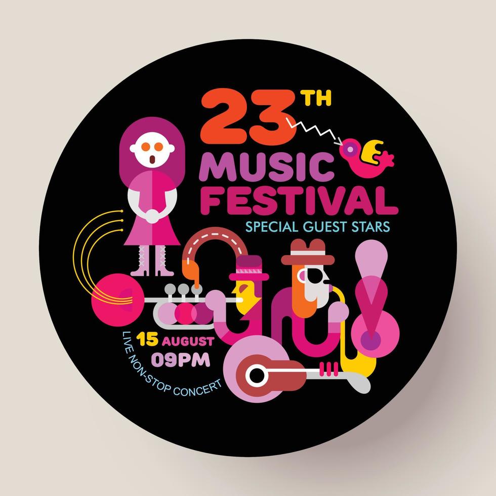 Music Festival round template design vector