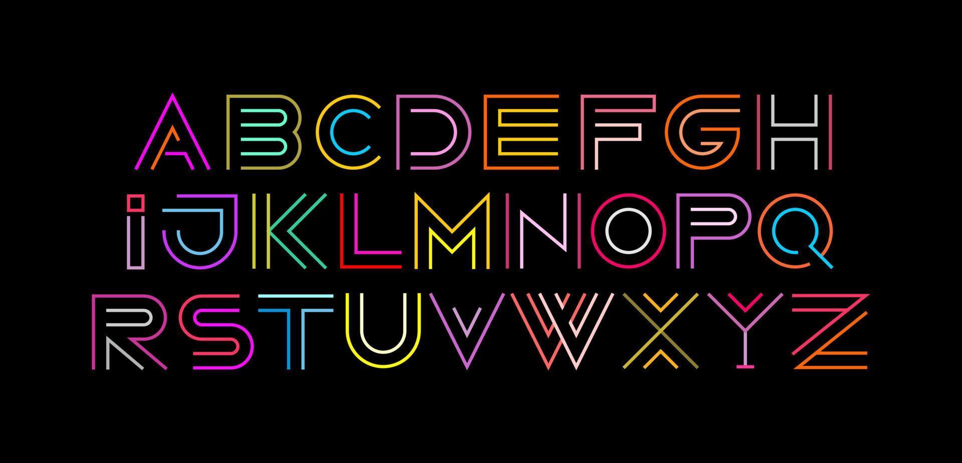 Neon Line Art Font vector