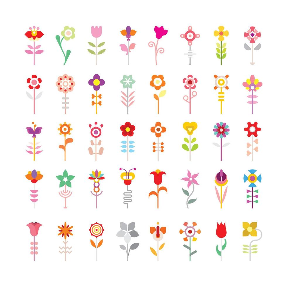 iconos de vectores de flores