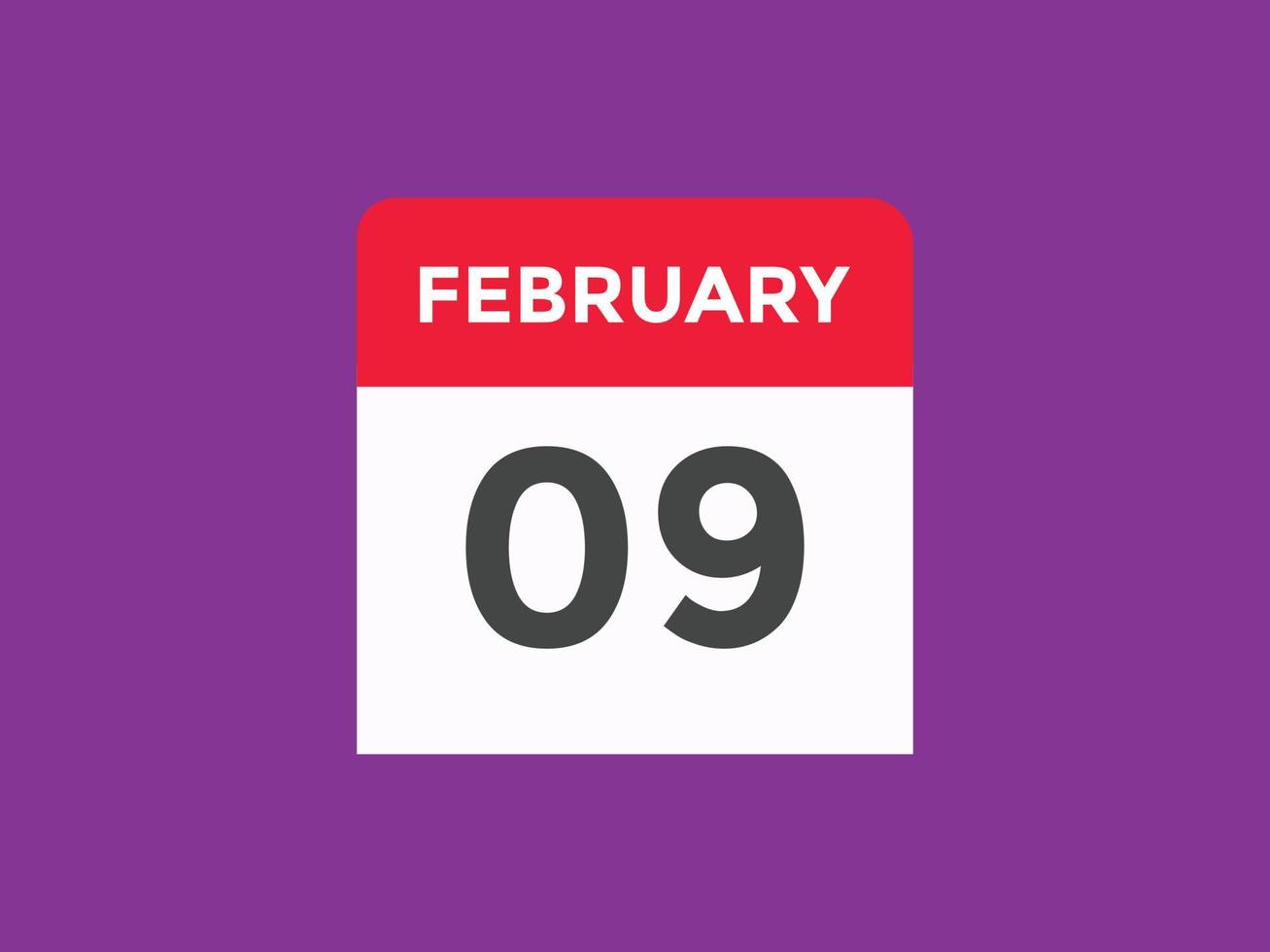 Recordatorio del calendario del 9 de febrero. Plantilla de icono de calendario diario del 9 de febrero. plantilla de diseño de icono de calendario 9 de febrero. ilustración vectorial vector