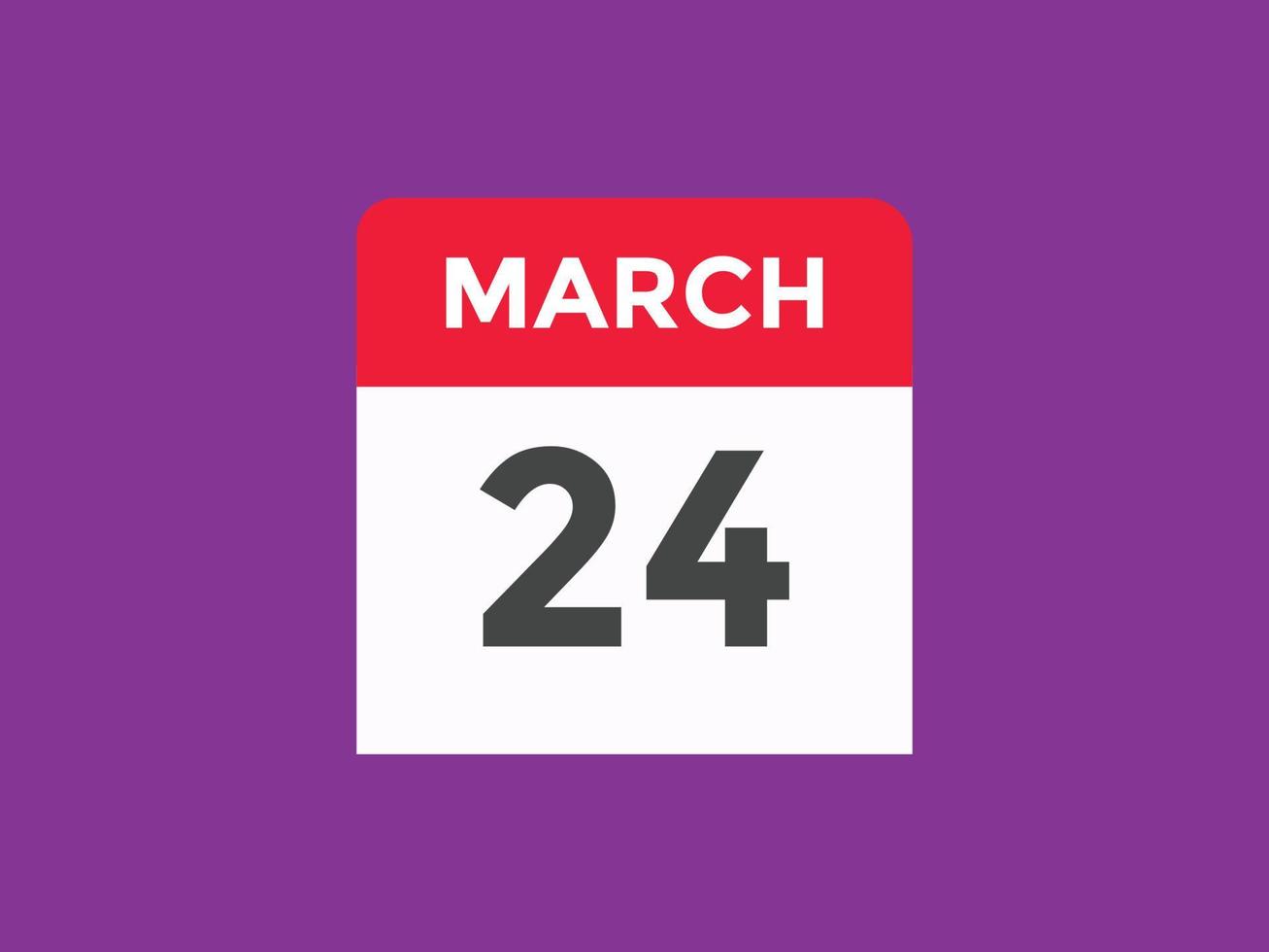 Recordatorio del calendario del 24 de marzo. Plantilla de icono de calendario diario del 24 de marzo. plantilla de diseño de icono de calendario 24 de marzo. ilustración vectorial vector