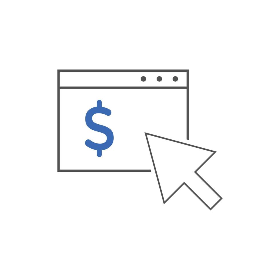Pay per click icons. Concept for SEO, payment collection and web design. PPC icon vector