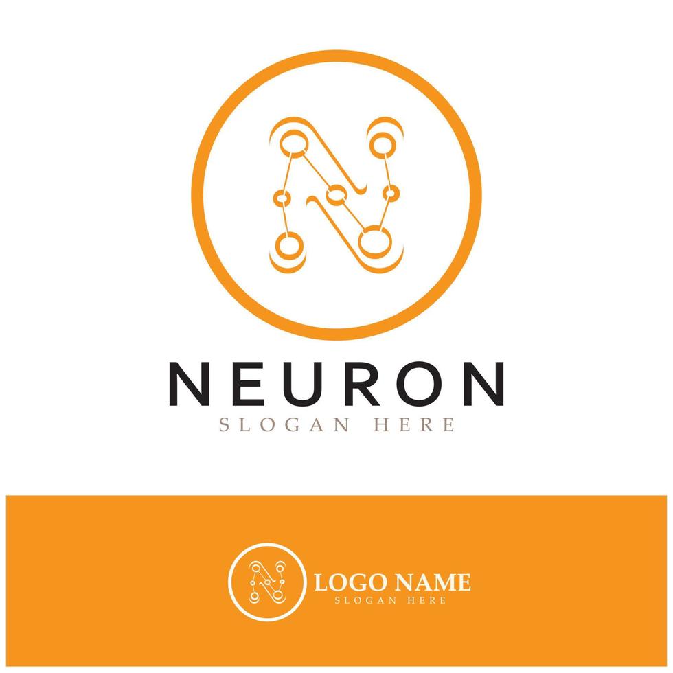 logotipo de neurona o diseño de logotipo de célula nerviosa, icono de plantilla de ilustración de logotipo de molécula con concepto de vector