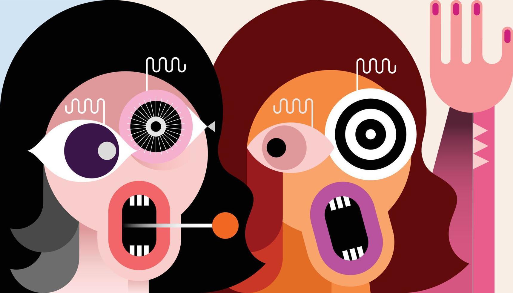 Two Crazy Women vector