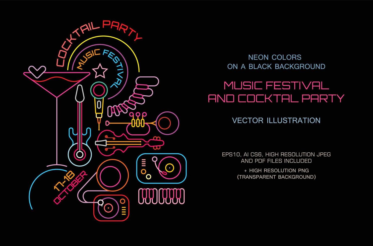 festival de música y cóctel vector