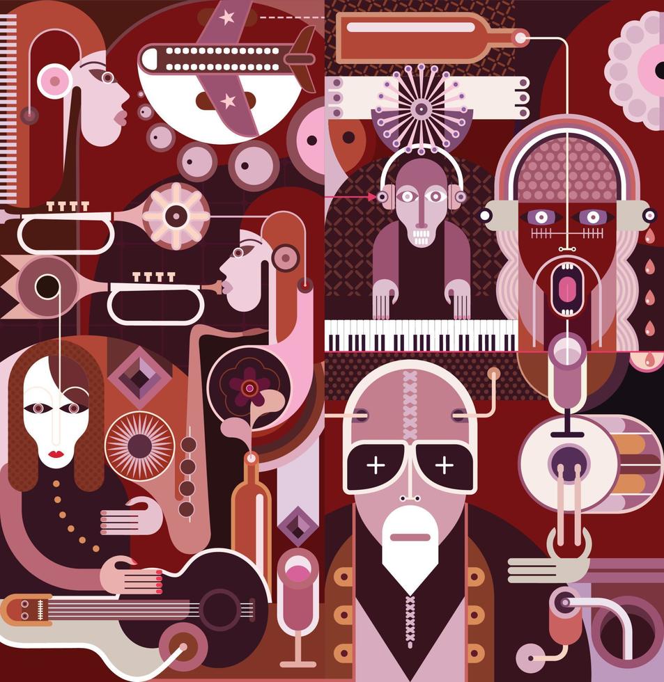 Musicians Playing Musical Instruments vector