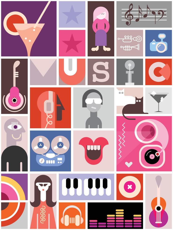 Music Collage Design vector