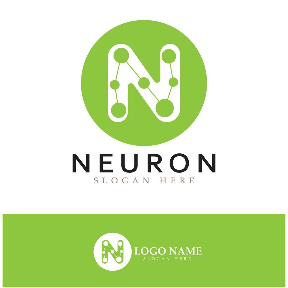 logotipo de neurona o diseño de logotipo de célula nerviosa, icono de plantilla de ilustración de logotipo de molécula con concepto de vector