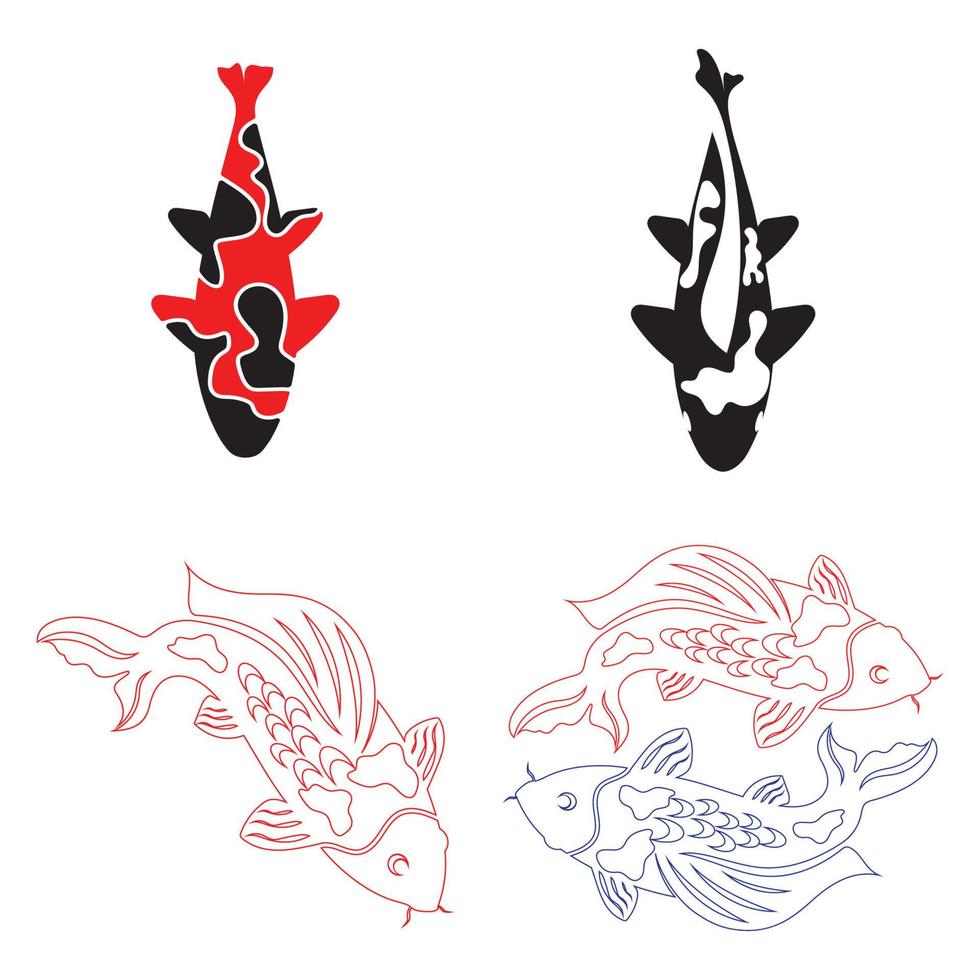 Koi Fish Logo Design Vector Template