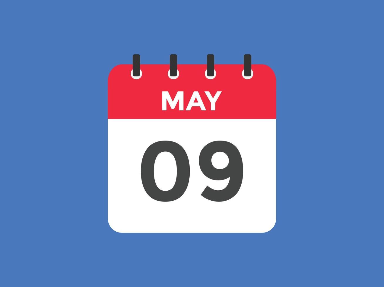 9 de mayo calendario recordatorio. Plantilla de icono de calendario diario del 9 de mayo. plantilla de diseño de icono de calendario 9 de mayo. ilustración vectorial vector