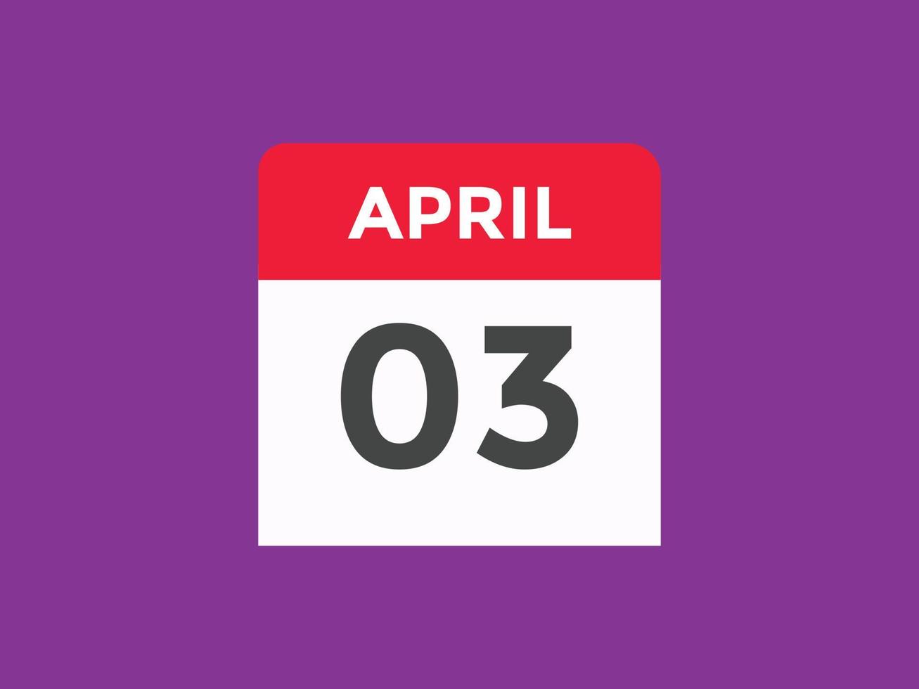 april 3 calendar reminder. 3rd april daily calendar icon template. Calendar 3rd april icon Design template. Vector illustration