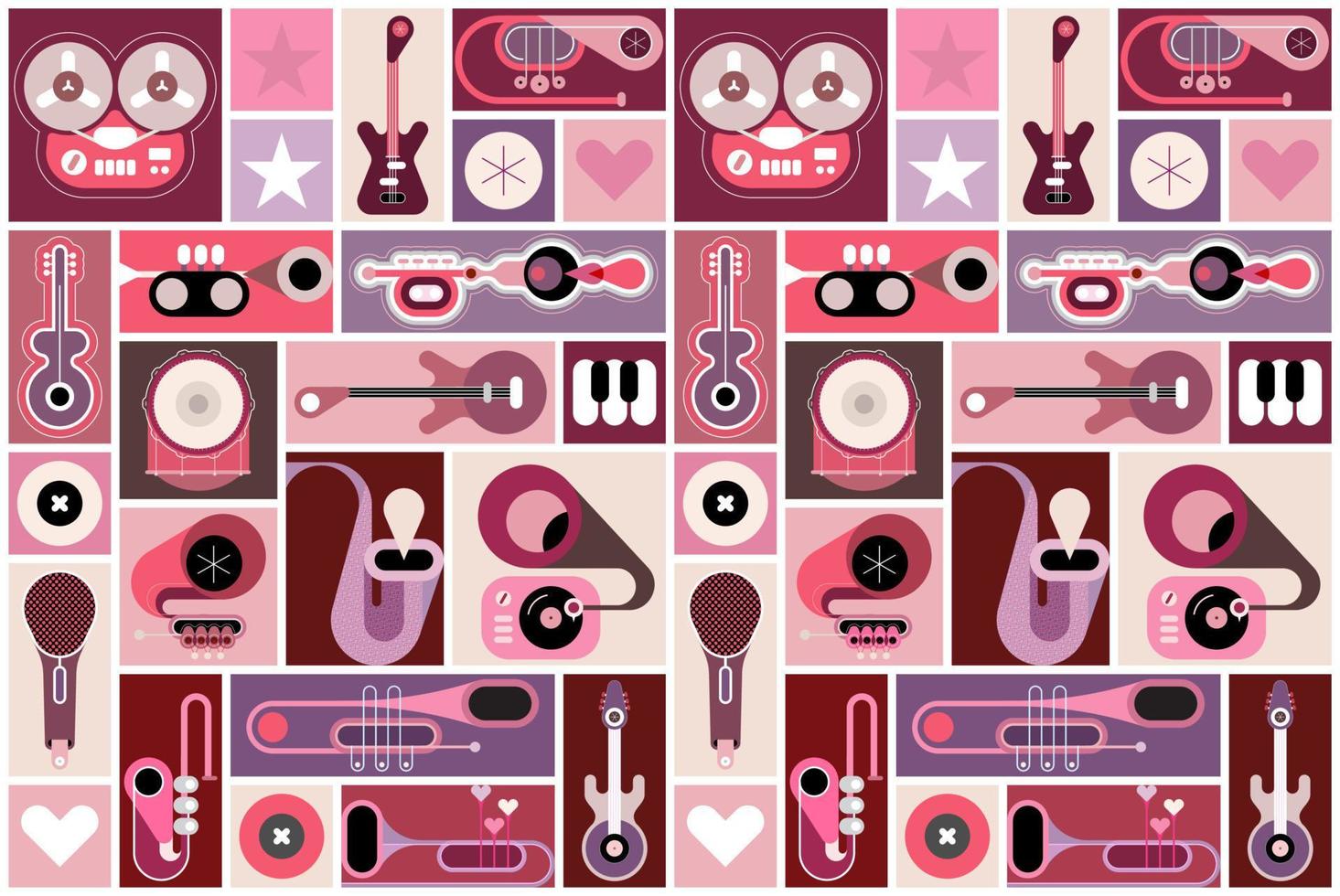 Music Instruments Vector Collage