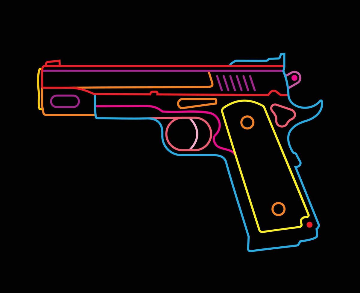 ilustración de vector de neón de pistola