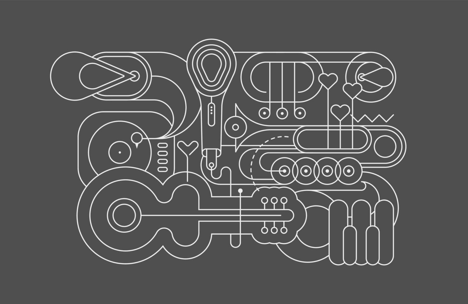 Musical Istrument Line Art Silhouettes vector