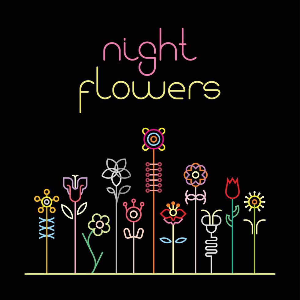 Night Flowers vector illustration