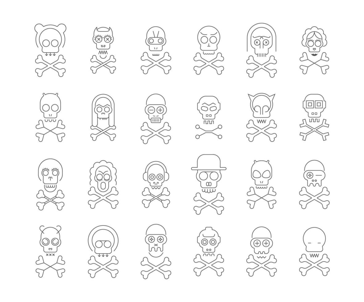 Skull and Crossbones line art vector