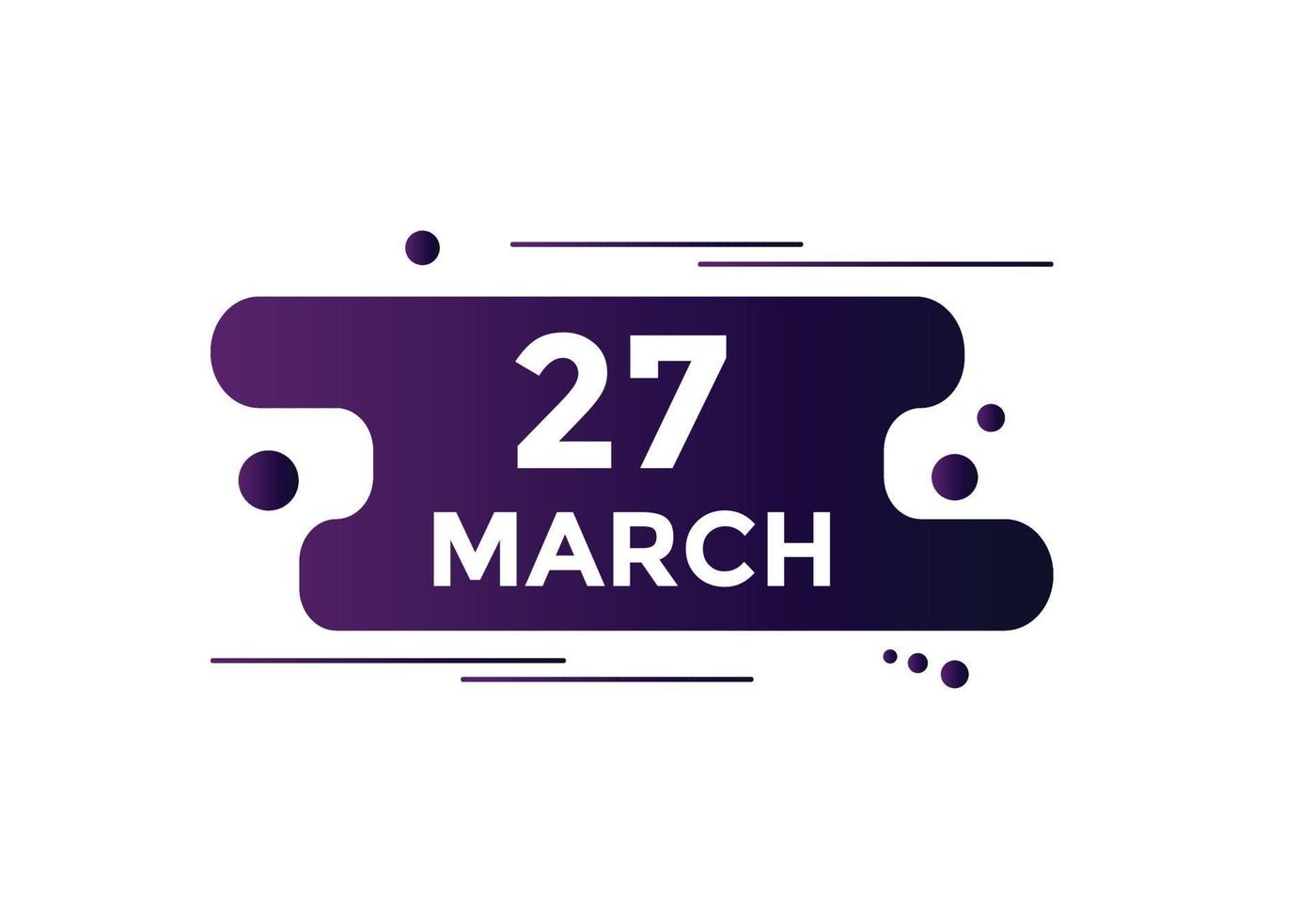 march 27 calendar reminder. 27th march daily calendar icon template. Calendar 27th march icon Design template. Vector illustration