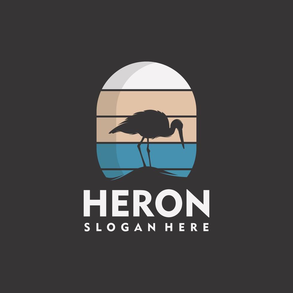 Set of vintage heron logo silhouette style vector