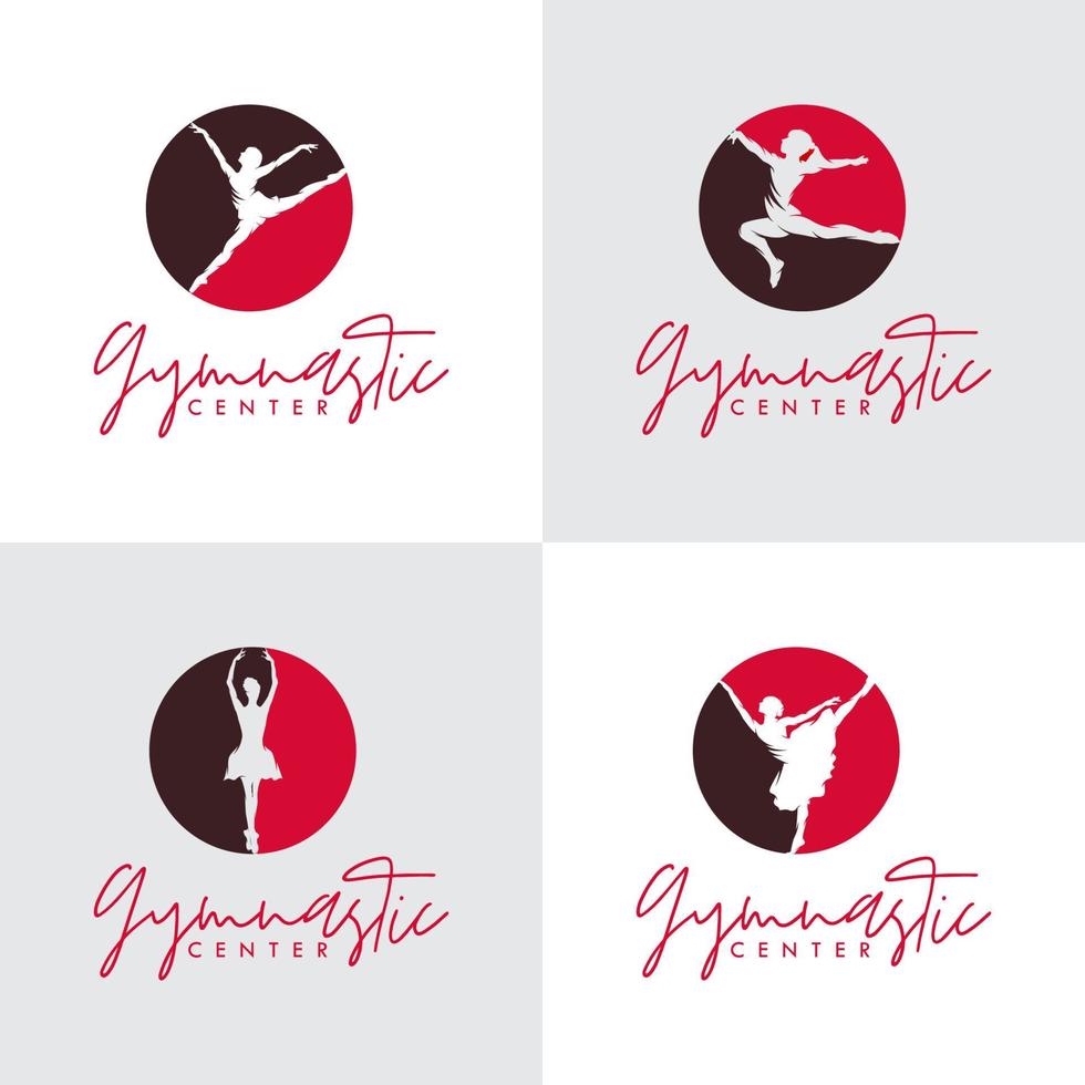 Set of gymnastic center logo vector