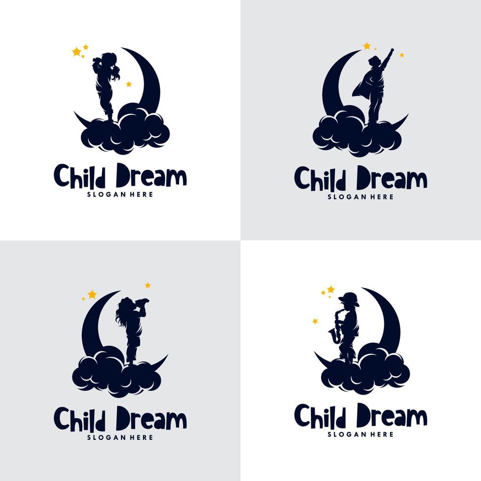 conjunto de logotipo de sueños de niños vector