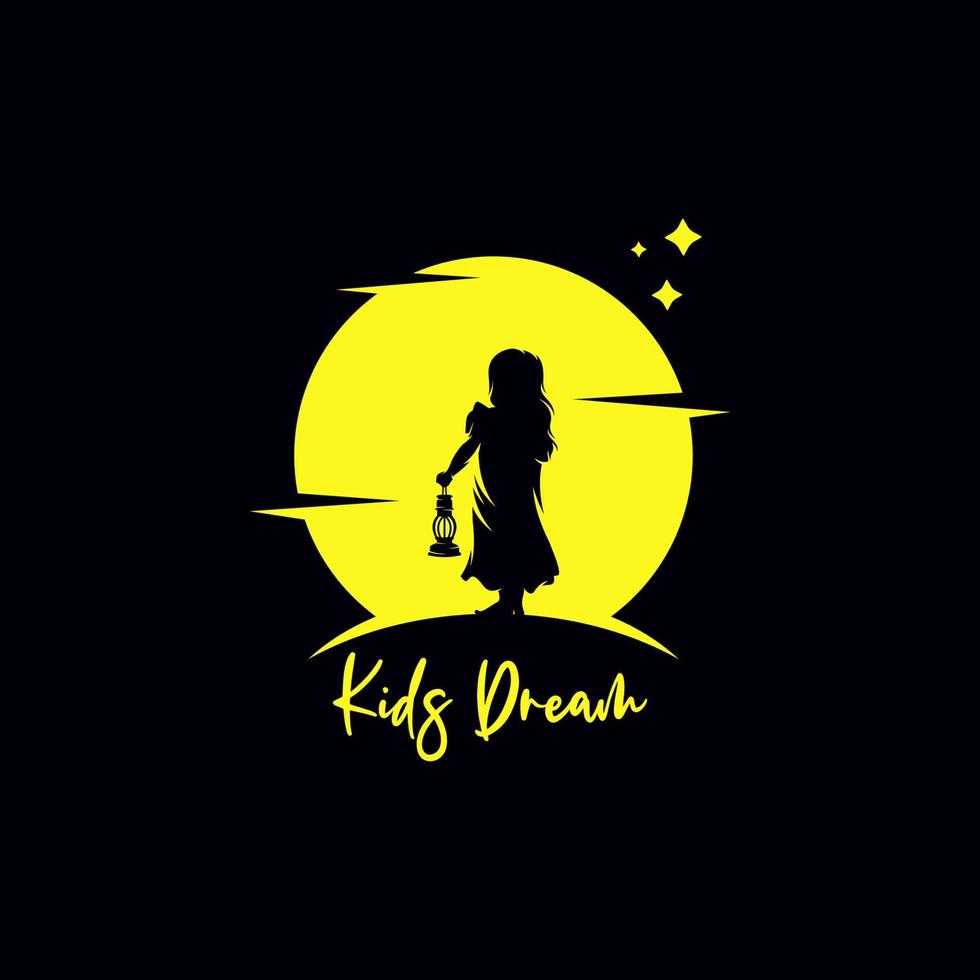 Kids Reaching Stars Logo Design vector