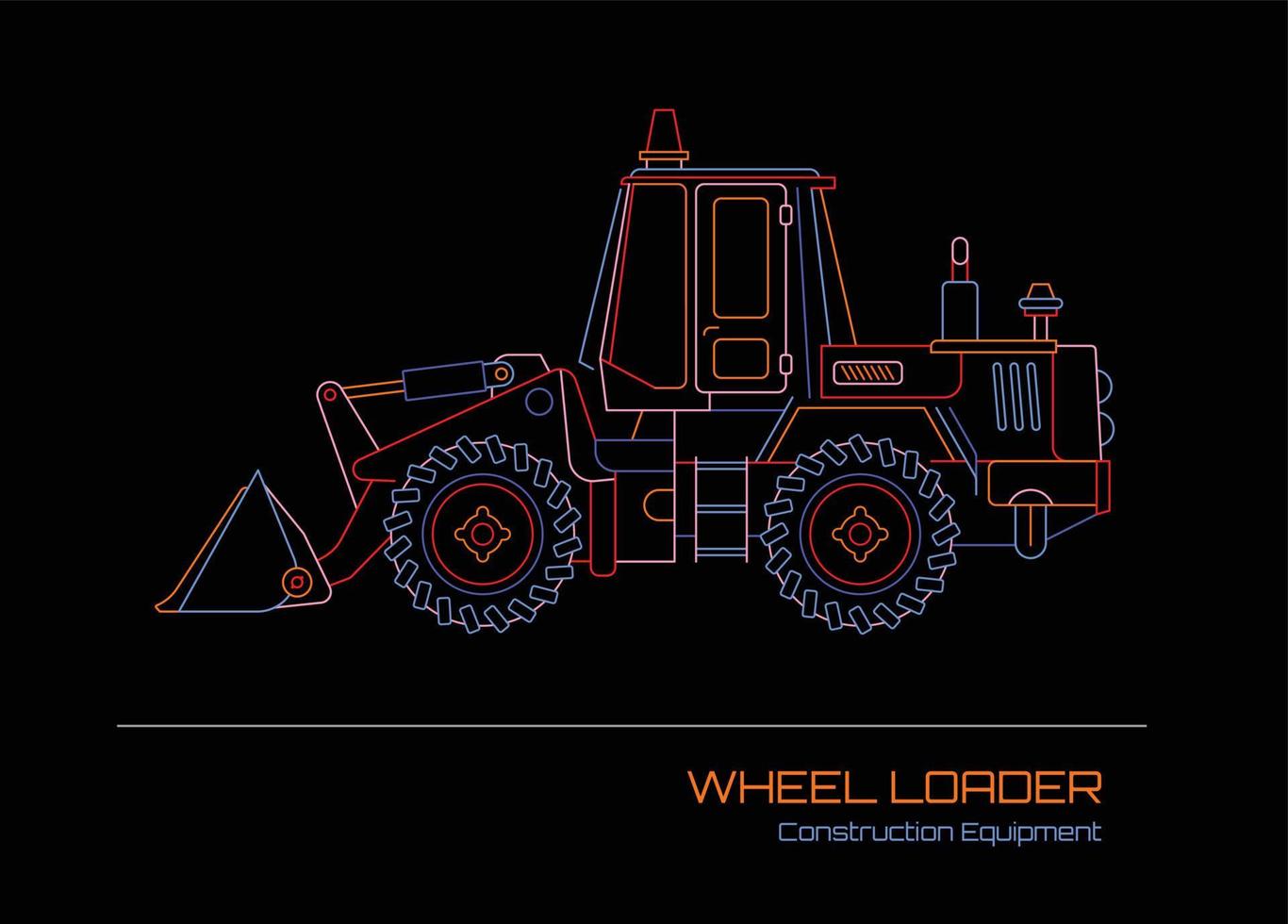 Wheel Loader neon outline vector